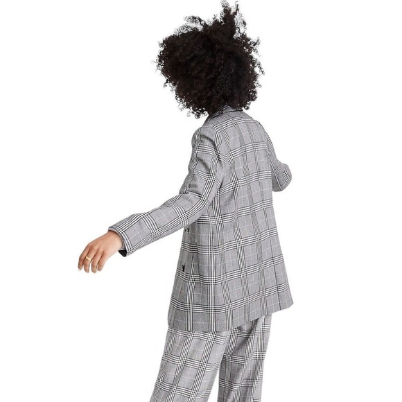 Madewell Caldwell Double-Breasted Blazer in Menswear Plaid Women Size XS Gray - Picture 10 of 16